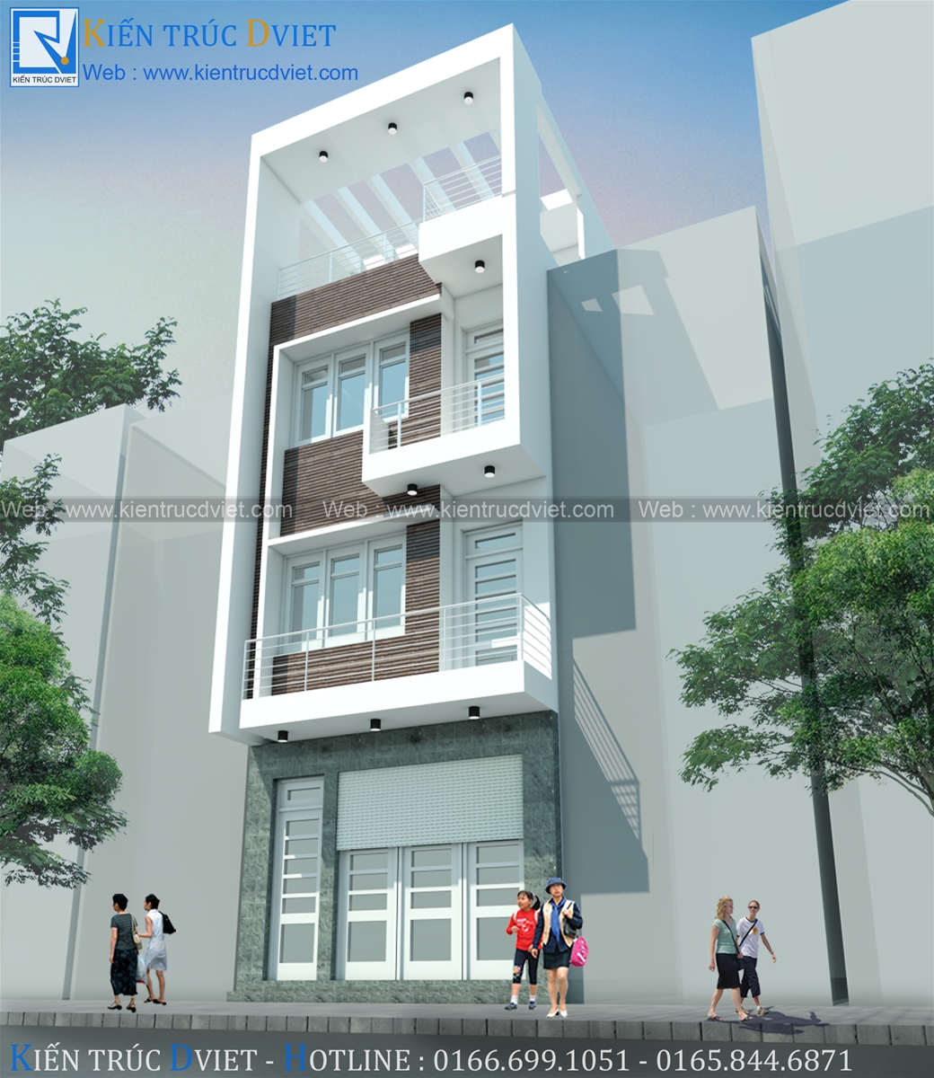 THIẾT KẾ NHÀ LÔ PHỐ HIỆN ĐẠI 4 TẦNG  5x10M