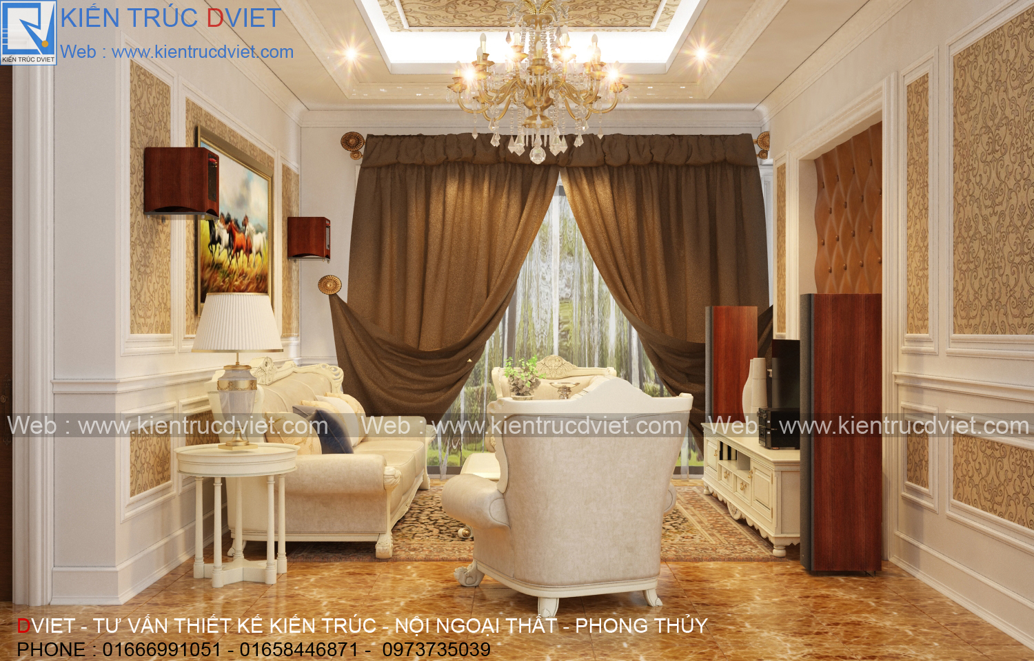 NỘI THẤT PHÒNG KHÁCH TÂN CỔ ĐIỂN