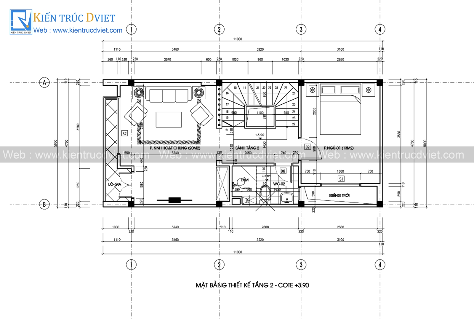 THIẾT KẾ NHÀ LÔ PHỐ HIỆN ĐẠI 4 TẦNG  5x10M
