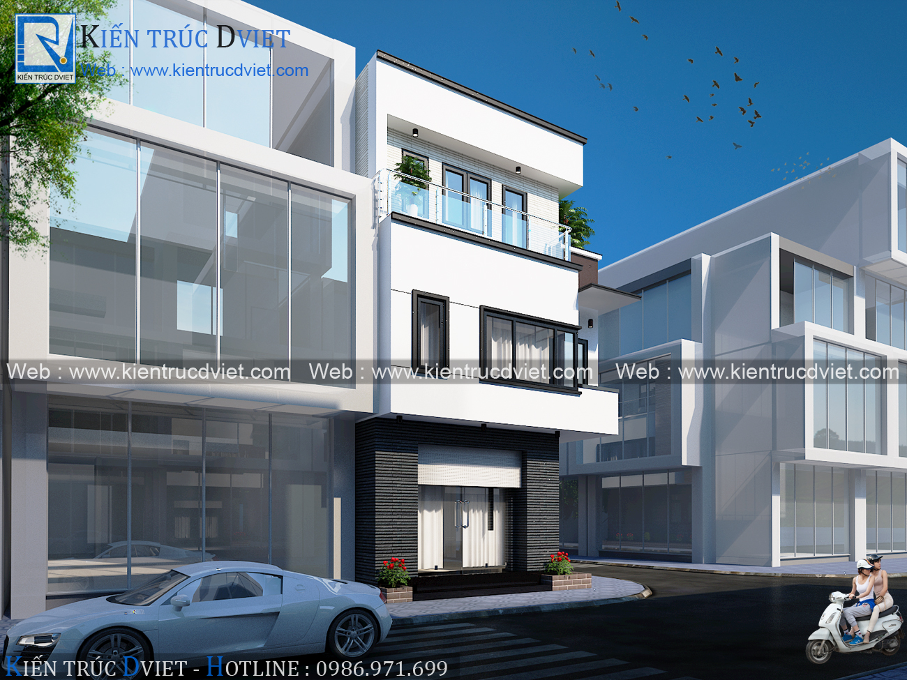 THIẾT KẾ NHÀ LÔ PHỐ HIỆN ĐẠI 3 TẦNG 2 MẶT TIỀN