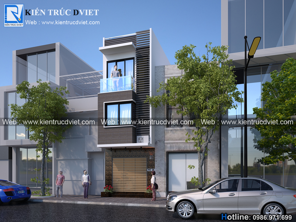 THIẾT KẾ NHÀ PHỐ (NHÀ ỐNG) 3 TẦNG ĐẸP VỚI MẶT TIỀN NHỎ 4M TẠI HẢI DƯƠNG