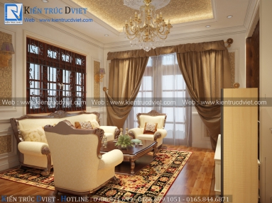 NỘI THẤT PHÒNG SINH HOẠT CHUNG TÂN CỔ ĐIỂN 16M2 - A CHÍNH - KHU ĐÔ THỊ LINH ĐÀM